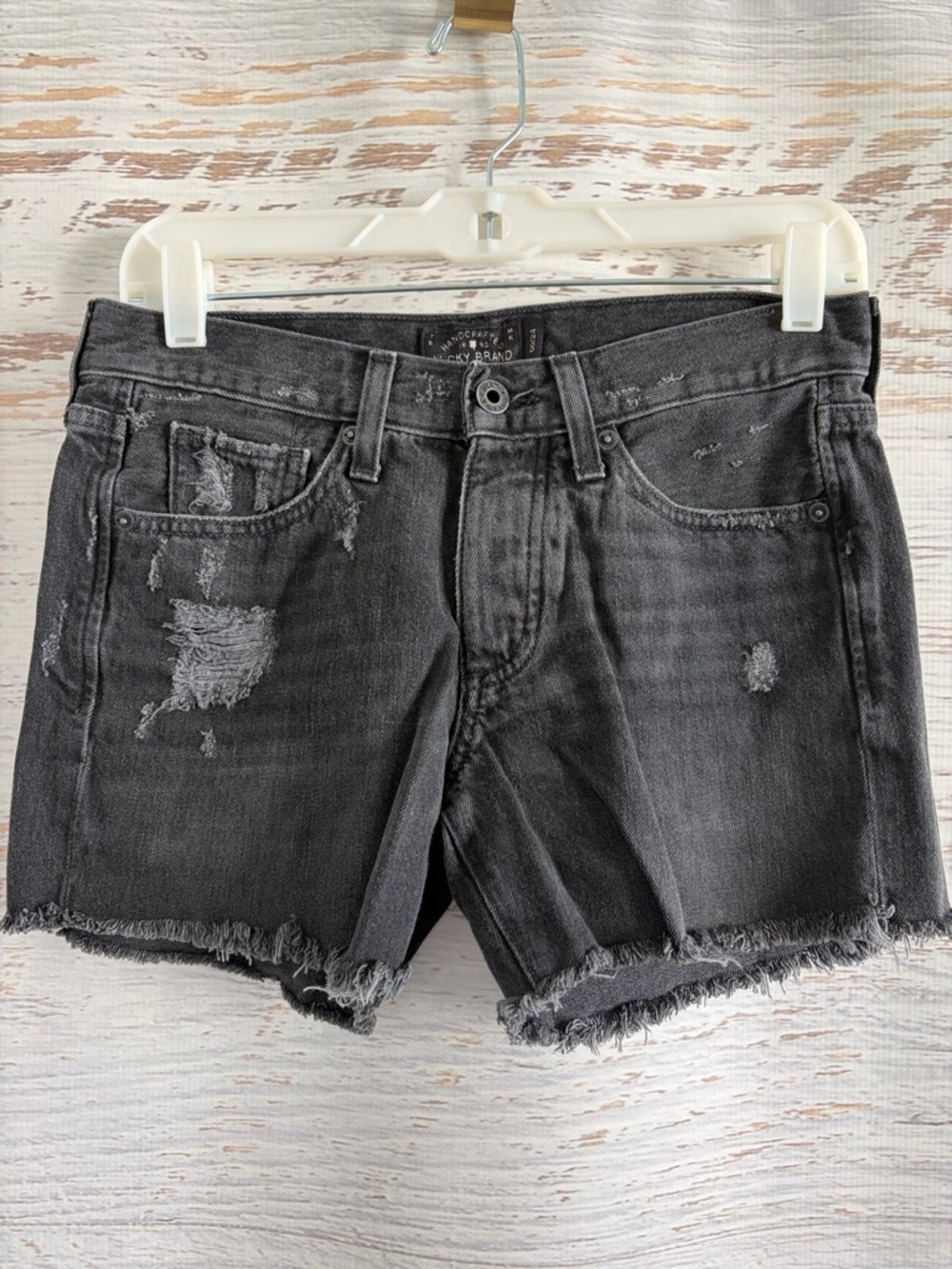 Lucky Brand The Boyfriend Short Black Distressed Denim Shorts